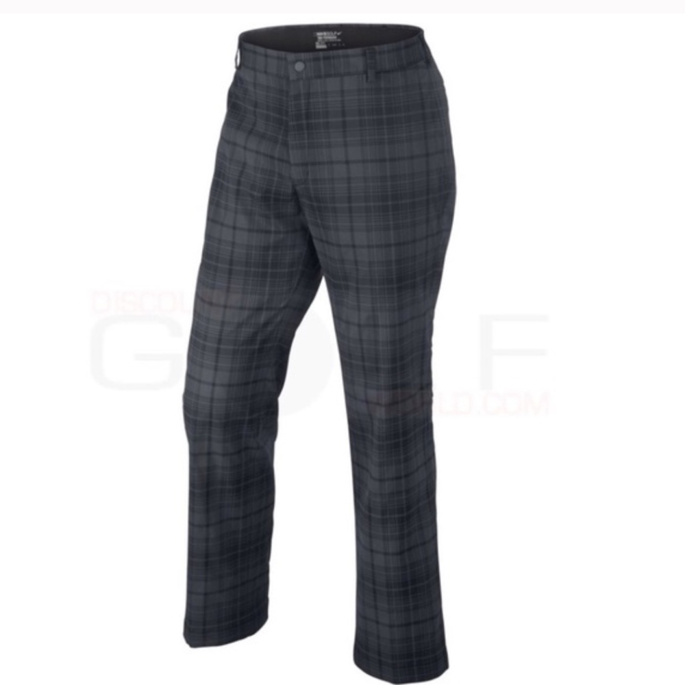 Mens Nike Pants Golf Tour Performance Pants Grey Black Plaid Print Dry- Fit 36 - Picture 2 of 12
